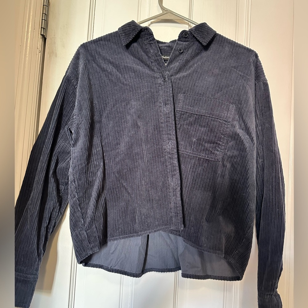 Madewell Blue Corduroy Button-Front Shirt Jacket
